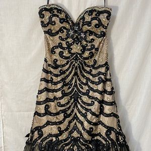 Jovani strapless mermaid black and tan Prom Dress.  sz 6